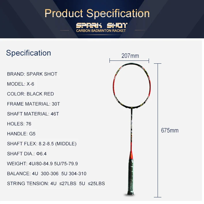 Raqueta de bádminton de carbono de alto módulo con eje de 6.4 mm: potencia y precisión en cada swing